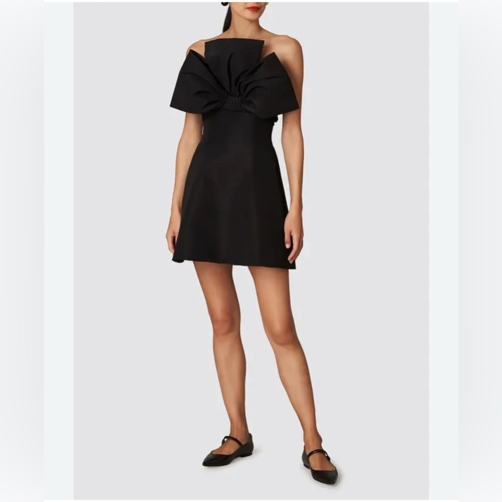 Carolina Herrera Black Ruffled Halter Dress
